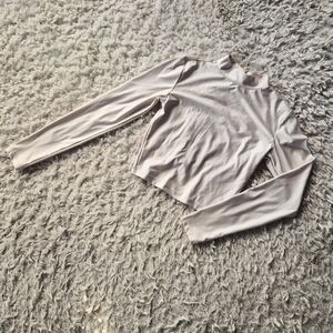 ☆5/$15☆Wild Fable Beige Mock Neck Cropped Long Sleeve Top | XXS | Stretchy